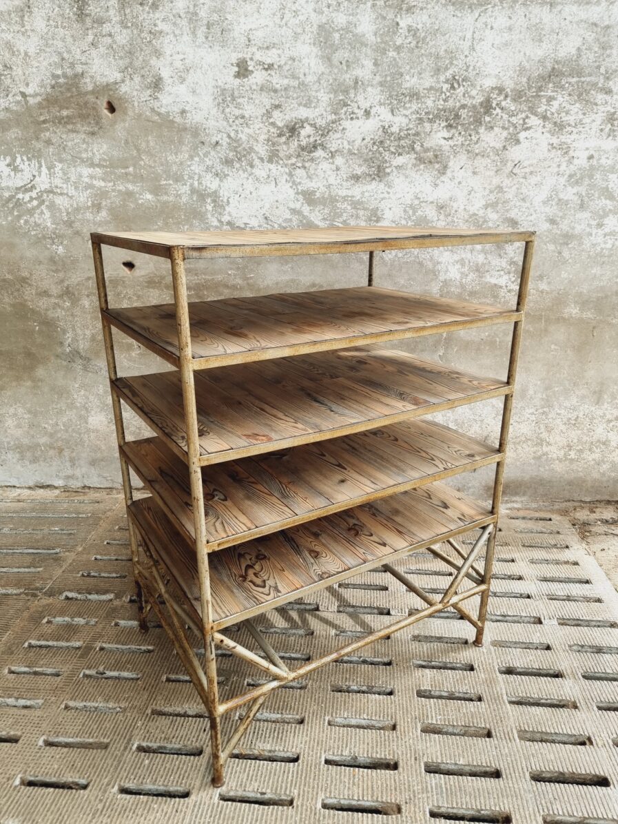Industrial shelving rack shop cabinet steel with wood