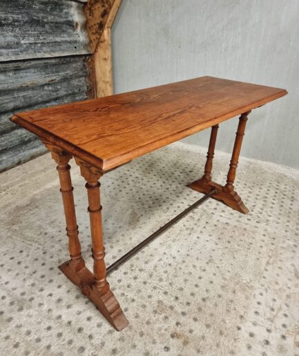 Antique bistro table French pine side table 48 x 118 cm