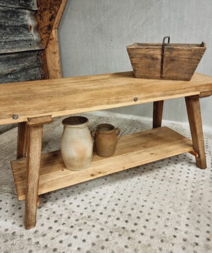 Old work table side table TV stand oak 57 x 140 cm