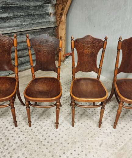 Set of antique Fischel chairs, 4 pieces, beech Thonet