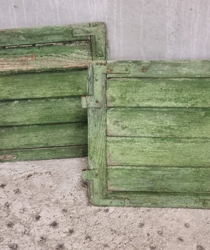 Set of antique shutters, Louvre doors, moss green