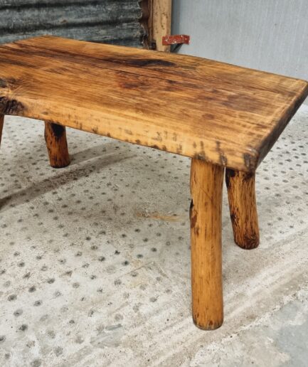 Vintage salontafel rustiek beukenhout 55 x 90 cm (1)